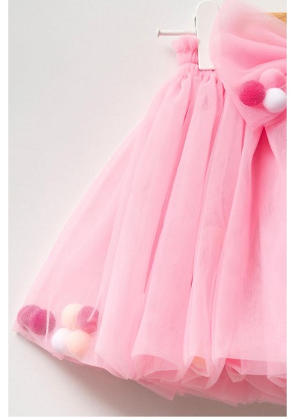 Kız Çocuk Kırmızı Astarlı Ponponlu Tütü Etek modelleri