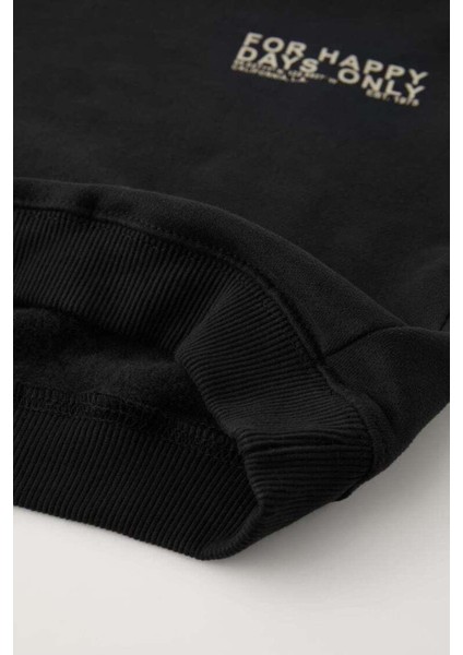 Erkek Çocuk Siyah Sloganlı Pamuklu Sweatshirt Jogger Eşofman Alt-Üst Takım indirimleri