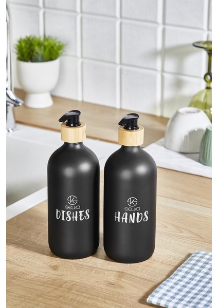 500 ml 2'li Cam Mutfak Sıvı Sabunluk Seti