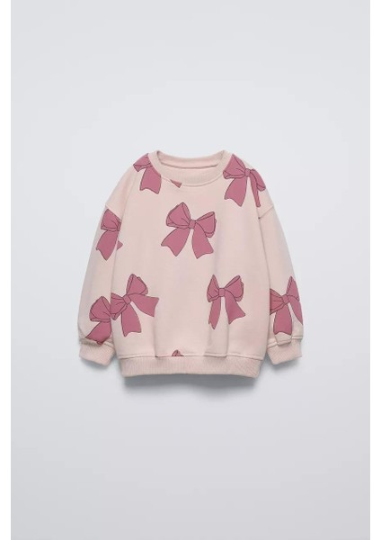 Kız Çocuk Kurdela Desenli Kışlık 3 Iplik Pamuklu Sweatshirt Tayt Alt-Üst Takım modelleri