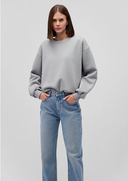 Kadın Bisiklet Yaka Regular Fit Basic Sweatshirt