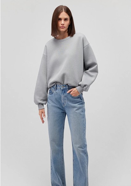 Kadın Bisiklet Yaka Regular Fit Basic Sweatshirt