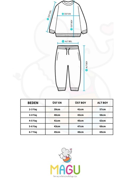 Kız Çocuk Mantar Desenli Pijama Pamuklu Sweatshirt Eşofman Alt-Üst Takım modelleri