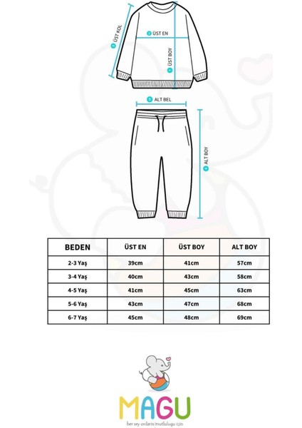 Unisex Çocuk Slogan Desenli Pamuklu Sweatshirt Eşofman Tayt Alt-Üst Takım