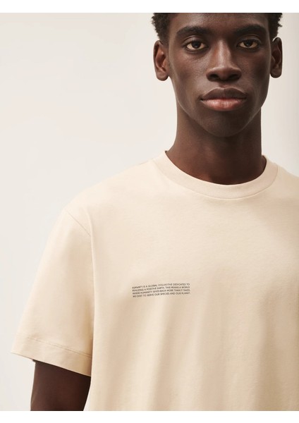 Krem Unisex Nature Concept Baskılı Oversize T-Shirt