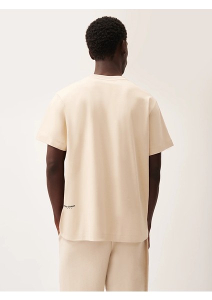 Krem Unisex Nature Concept Baskılı Oversize T-Shirt modelleri