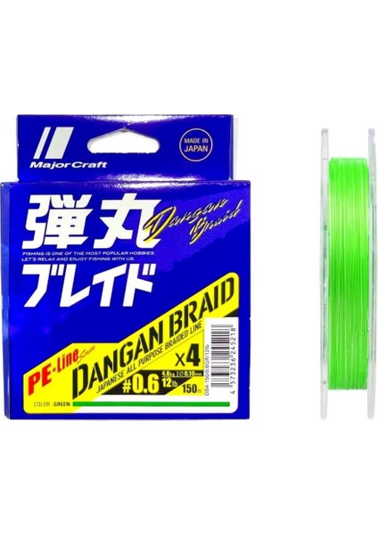 Dangan Braid 4x Ip Misina Pe 0.6 0.10MM 12LB/4.8KG 150MT Yeşil