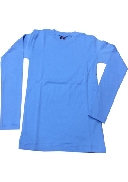 Çocuk Mavi Uzunkol Body Pamuklu Mavi Badi Unisex 13-14 Yaş