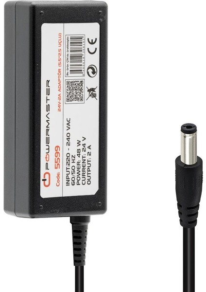 PM-5599 24 Volt - 2 Amper 5.5*2.5 mm Uçlu Plastik Kasa Masaüstü Adaptör