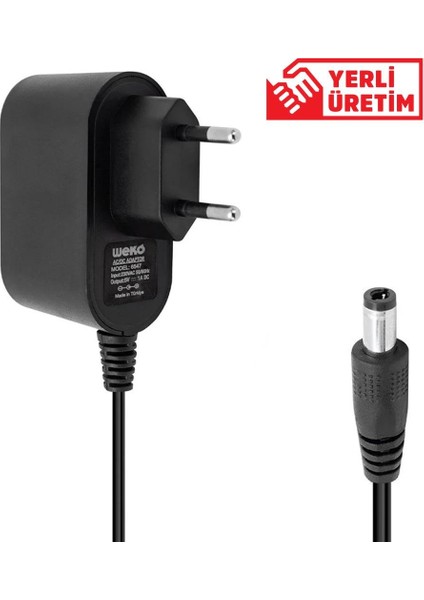 5 Volt - 1 Amper 5.5*2.5 Uçlu Yerli Üretim Plastik Kasa Priz Tipi Adaptör