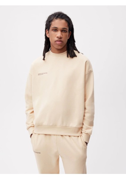 Bej Bisiklet Yaka Nature Concept Baskılı Oversize Hoodie Sweatshirt