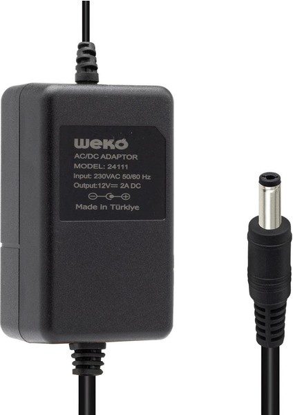 12 Volt - 2 Amper 5.5*2.1 Uçlu Yerli Üretim Plastik Kasa Masaüstü Adaptör