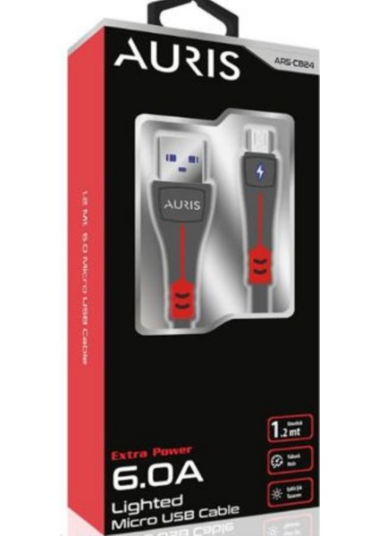 6.0A USB Mikro Yüksek Hızlı LED Işıklı Şarj ve Data Kablosu