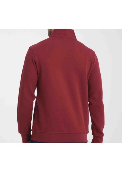 Basıc Bordo Regular Fit Dik Yaka Yarım Fermuar