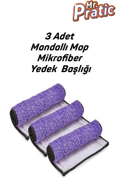 3 Adet Mandallı Moplara Uyumlu Yedek Mikrofiber Bez