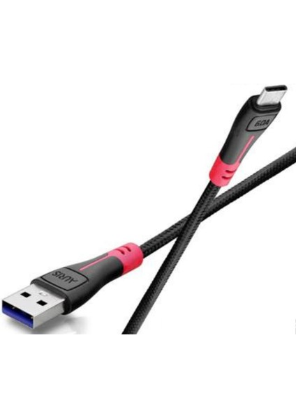 6.0A USB Type-C Yüksek Hızlı LED Işıklı Şarj ve Data Kablosu