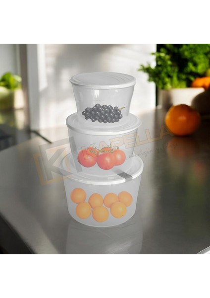 Tuffex Large 3lü Set Polo Tapper Yuvarlak Saklama Kabı