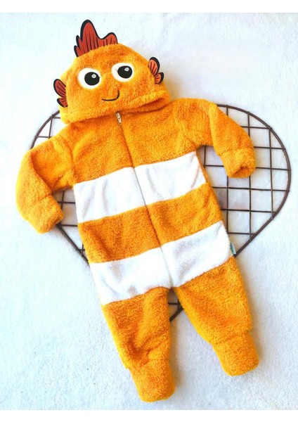 Welsoft Peluş Balık Nakışlı Kız Erkek Unisex Çocuk Uyku Tulumu , Balık Kostümü