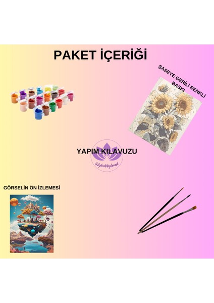 Sayılarla Boyama Hobi Seti Renkli Baskılı (Çerçeveli) 40X450 Cm: Ayın Yansıması 2