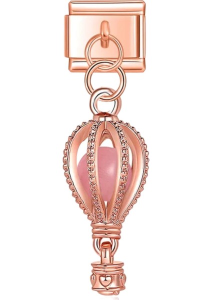 Pembe Sıcak Hava Balonu Rose Çelik İtalyan Charm