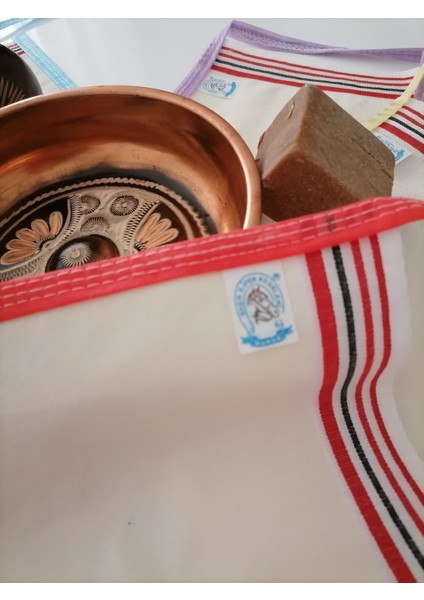 Kırmızı Biyeli Kese Seti-5 Adet-Banyo Ve Duş Keses