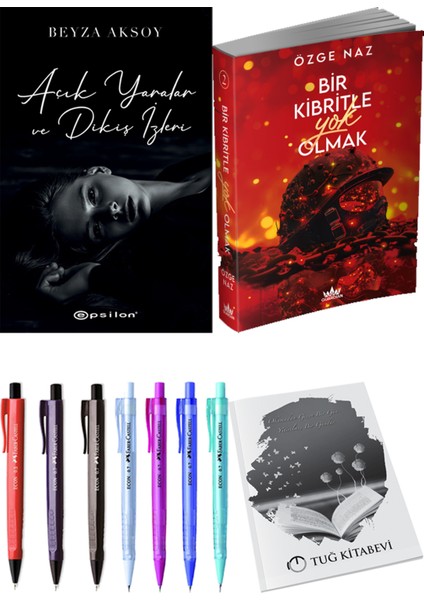 Bir Kibritle Yok Olmak 2 Özge Naz ve Açık Yaralar ve Dikiş Izleri Beyza Aksoy 2'li Set + Armağan