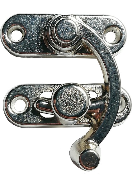 Orta Boy Nikel Yay Gözü Kancalı Kilit 10 adet Kutu Sandık ve Kapak Klipsi 28x33 mm