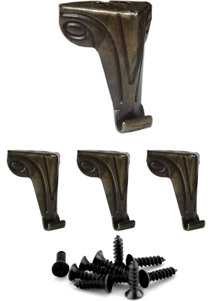 4 Adet Antik Dekoratif Sandık Kutu Ayak 2,5 cm