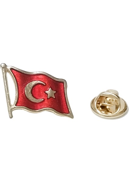 Gold Renk Dalğalı Türk Bayrağı Metal Yaka Rozeti 1 Adet modelleri