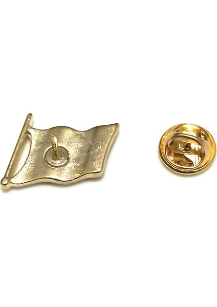 Gold Renk Dalğalı Türk Bayrağı Metal Yaka Rozeti 1 Adet fırsatları