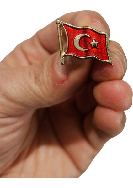 Gold Renk Dalğalı Türk Bayrağı Metal Yaka Rozeti 1 Adet indirimleri