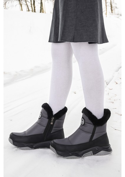 Pamela Fermuarlı Kız Çocuk Kar Botu Füme