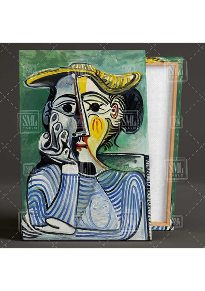 Pablo Picasso Sarı Şapklaı Kadın Ünlü Ressam Dikey Kanvas Tablo
