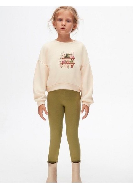 Kız Çocuk Kışlık Pamuklu Esnek Yüksek Bel Lycralı Tayt