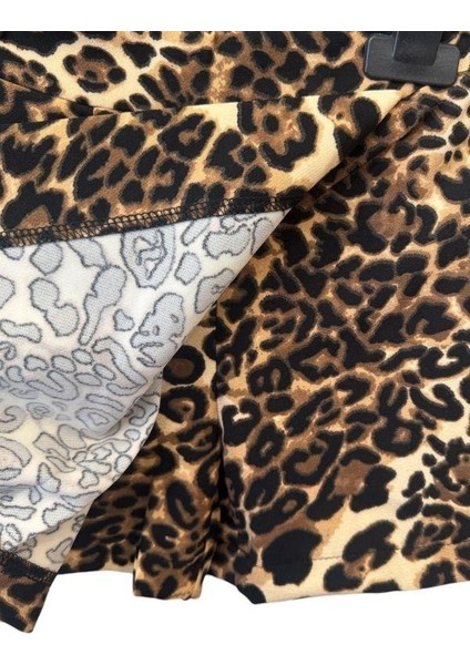 Kız Çocuk Bel Lastikli Leopar Desenli Şort Etek