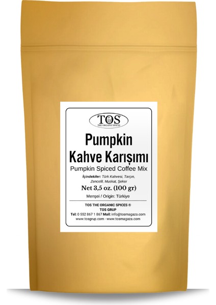 TOS The Organic Spices Pumpkin Baharatlı Kahve Karışımı 100 gr