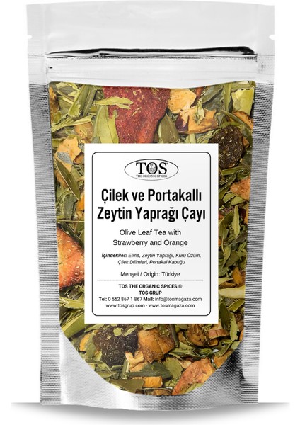 Çilek ve Portakallı Zeytin Yaprağı Çayı 250 gr (1. Kalite) Strawberry And Orange Olive Leaf Tea