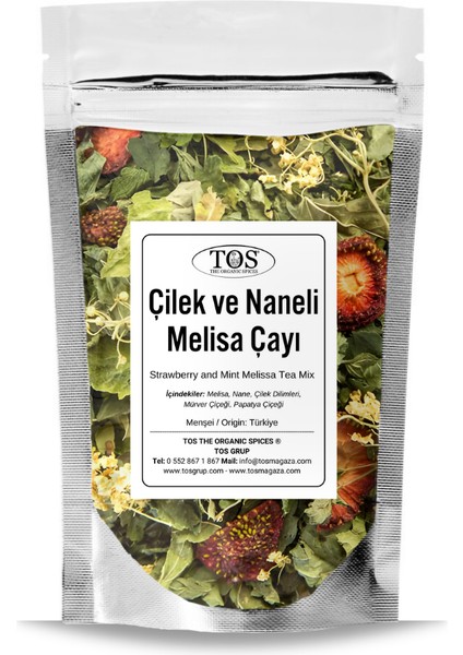 Çilek ve Naneli Melisa Çay Karışımı 250 gr (1. Kalite) Strawberry And Mint Lemon Balm Tea Blend