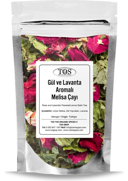 Gül ve Lavanta Aromalı Melisa Çayı 250 gr (1. Kalite) Rose And Lavender Flavored Lemon Balm Tea