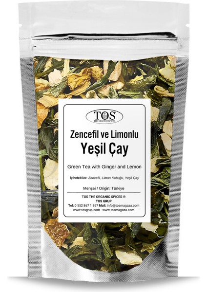 Zencefilli Limonlu Yeşil Çay 100 gr (1. Kalite) Ginger Lemon Green Tea
