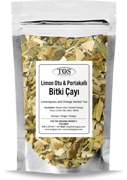 Limon Otu ve Portakallı Bitki Çayı 250 gr (1. Kalite) Lemongrass And Orange Herbal Tea