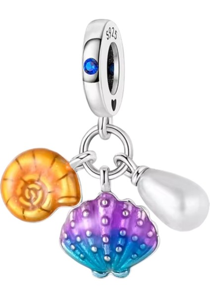 Triton,İstiridye ve İnci Charm | 925 Ayar Gümüş