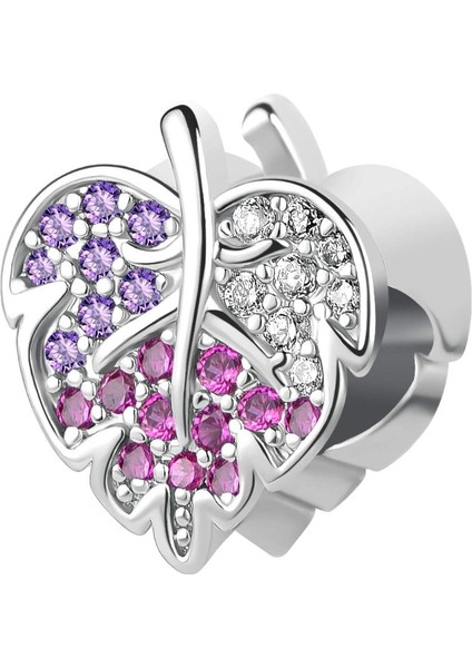 Gümüş Pave Yaprak Charm | 925 Ayar Gümüş