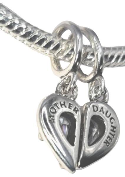 Anne ve Kız Kalp İkili Charm | 925 Ayar Gümüş fiyatları