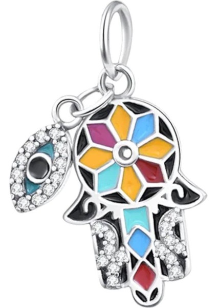 Mandala Koruyucu El ve Göz Charm | 925 Ayar Gümüş