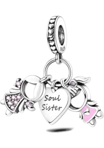 Ruh İkizi Kız Kardeşler Charm | 925 Ayar Gümüş