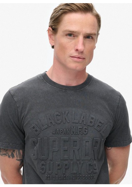 Bisiklet Yaka Siyah Erkek T-Shirt M1012004A04A_EMBOSSED Logo Graphıc modelleri