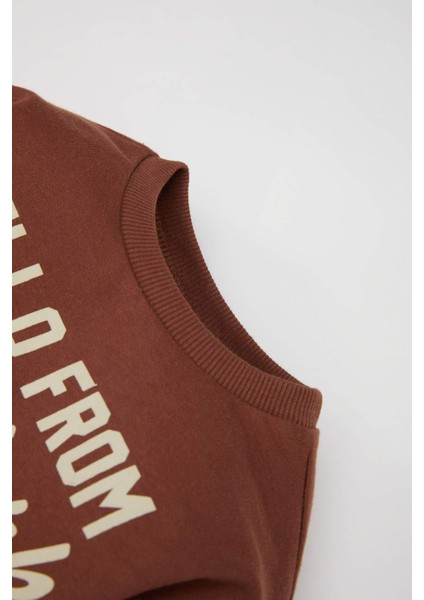 Erkek Bebek 2'li Takım Bisiklet Yaka Baskılı Sweatshirt Beli Lastikli Eşofman Altı D0721A524WN modelleri