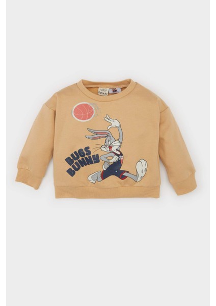 Erkek Bebek Space Jam Bisiklet Yaka İçi Yumuşak Tüylü Sweatshirt D4605A524AU