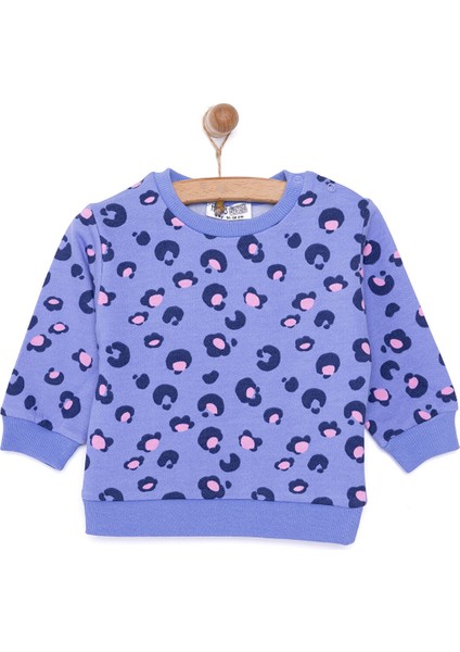 Basic Az Şardonlu Leopar Desenli Sweatshirt Kız Bebek